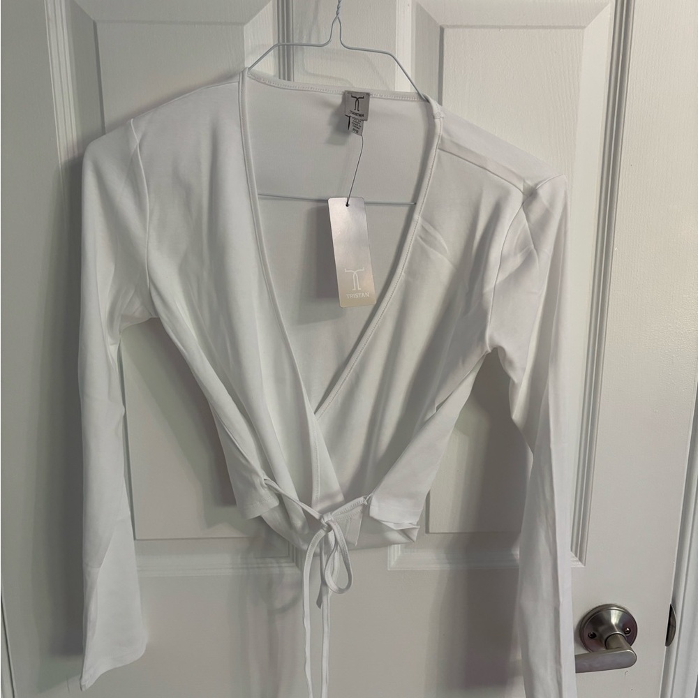Tristan White Wrap Top